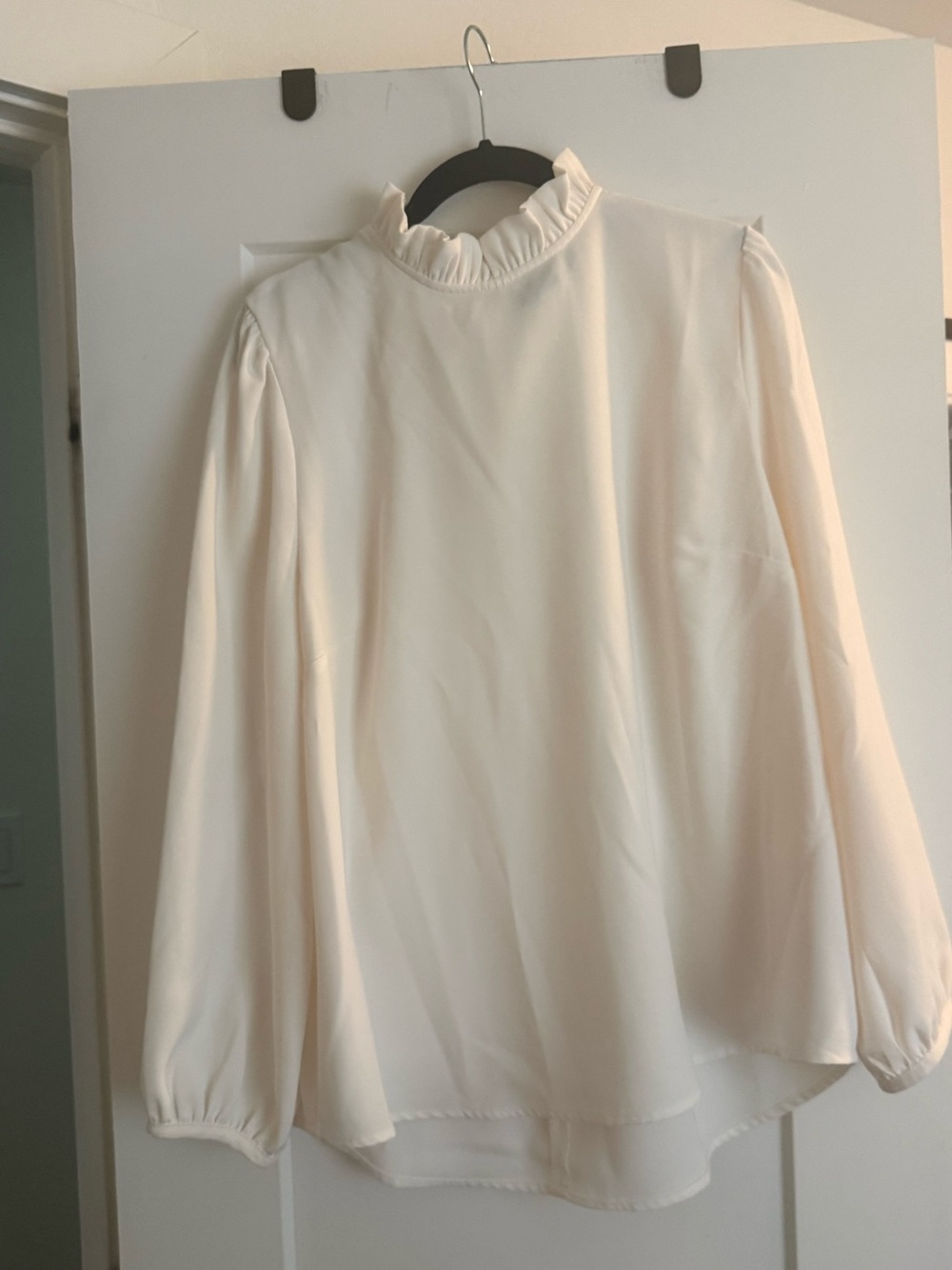 J. Crew Cream Ruffled-Neck Long Sleeve Blouse